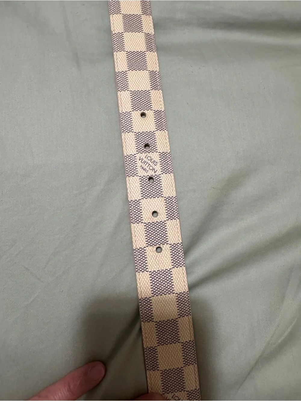 Louis Vuitton Damier Azur Canvas Belt with Gold Oval Plaque